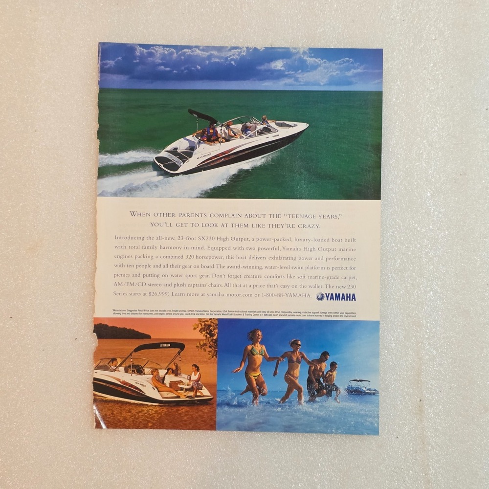 Vintage Print Ad Yamaha SX 230 High Output boat beach ocean 8x10.5 2004